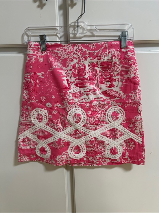 Lilly Pulitzer Dresses & Skirts - Vintage Lilly Pulitzer Hot Pink Toile Mini Skirt with White Embroidery